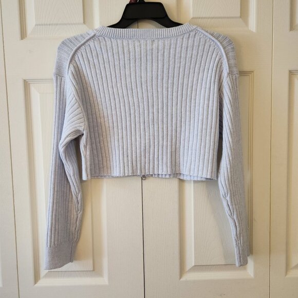 Wild Fable Womens Cropped Ribbed Knit Cardigan Zip Front Sz M Light Blue NWT - Picture 9 of 11
